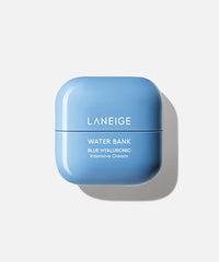 blue hyaluronic intensive moisturizer in a blue container with white lid, showcasing the LANEIGE brand.