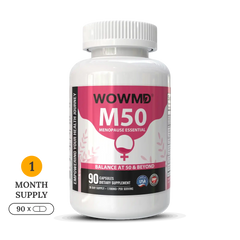 WOWMD M50 Menopause Essential bottle. A daily menopause support supplement. 90 capsules, 1 month supply.