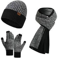Men's Scarf and Beanie Hat Themal Gloves Set