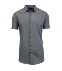 Men's Short-Sleeve Slim-Fit Shirt with Contrast Trim - Assorted Sizes
