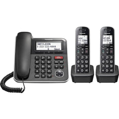 Panasonic Expandable Corded/Cordless Phone System with Answering Machine and One Touch Call Blocking – 2 Handsets (Refurbished)