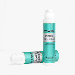 Bottle of WOW MD LLC Peptide Moisturizer for facial care, showing the product's label and packaging.