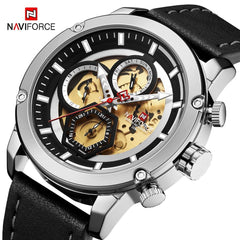 Sport Watches For Men Waterproof Watch Analog Quartz Leather Band Wristwatch Unique Design Perfect Gift