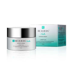 nourishing moisturizer for dry skin in a jar alongside its box, showcasing the REJURAN Healer Nutritive Cream 50ml.