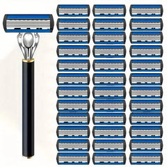 Replacement Razor Blades Safety Shaver Set with Anti-Slip Metal Handle with 1 Razor + 36 Blades