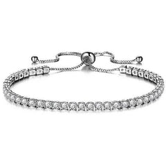 Round Cut Swarovski Elements Crystal Adjustable Tennis Bracelet