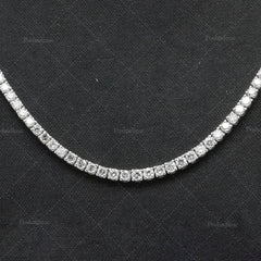 4.3CT Certified Round Lab Grown Diamond 18" Tennis Necklace Solid 14K White Gold