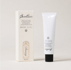Scentlier Perfume Hand Cream 50ml packaging and tube, scented hand cream with perfume for luxurious hydration.