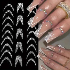 Self Adhesive Glitter Strip Line Nail Art Decals