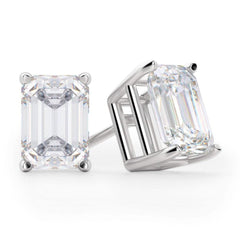 Solid Sterling Silver Emerald Cut Studs