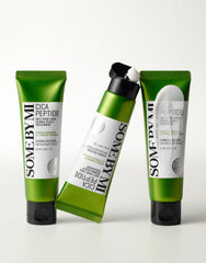 cica peptide scalp treatment featuring SOME BY MI hair care products in vibrant green packaging.