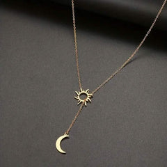 Stainless Steel Sun Totem and Moon Necklace