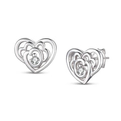 Sterling Silver CZ Heart Shape Earrings