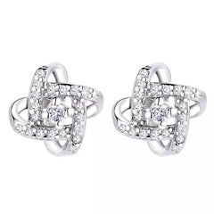 Sterling Silver Love Knot Stud Earrings with Swarovski Crystals