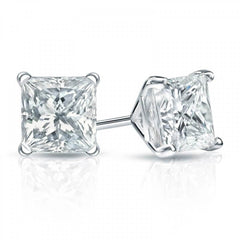 Swarovski Crystals Princess-Cut Stud Earrings