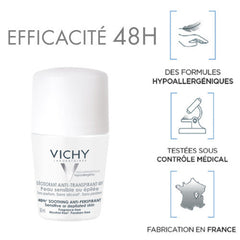 Vichy 48H Anti-Perspirant Roll-On Deodorant for Sensitive Skin