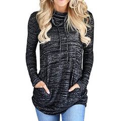 Women's Long Sleeve High Collar Tops Casual Tie Dye Sweatshirt