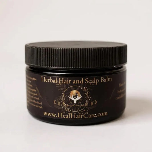 Herbal Hair and Scalp Balm for hydration and scalp health, showcasing natural herbal hair care benefits.