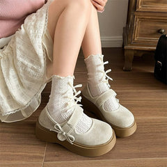 Retro French White Thick Bottom Shallow Mouth Cool Single Shoes For Women's Summer 2025 New Style With Skirt Height Increase Round Head Mary Jane Shoes
