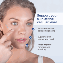 GHK-Cu copper peptide serum application for promoting collagen, enhancing skin barrier, and improving elasticity.