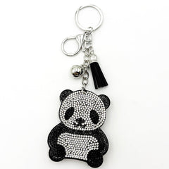 Diamond-Encrusted Panda Keychain With Tassel Metal Pendant