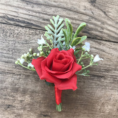 Prendedor floral de tela coreana para novio y novia, pequeños capullos de rosa, flor de seda, antes de la boda