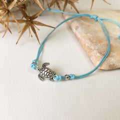 Fashionable Braided Rope Turtle Pendant Anklet For Women
