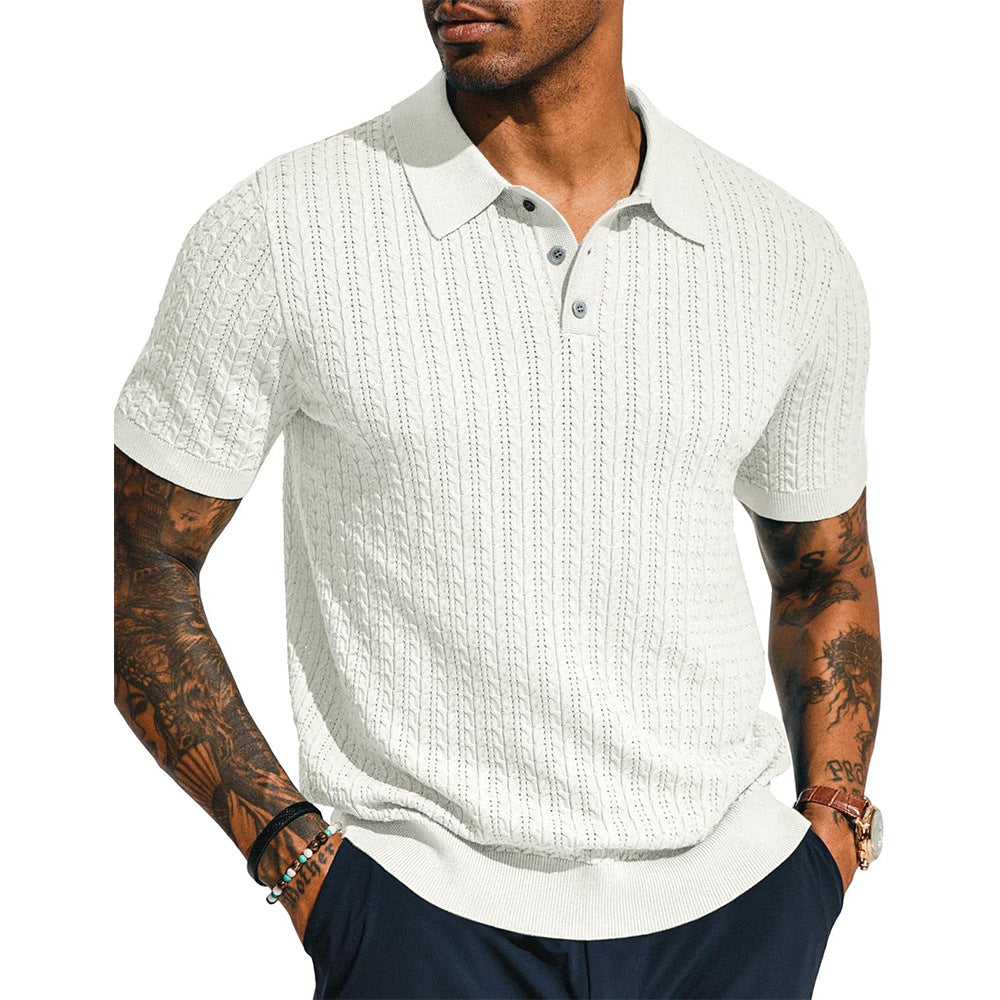 Chemise homme décontractée en maille, haut d’été à manches courtes