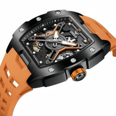 Fully Automatic Mechanical Mens Watch With A Silicone Strap And Water Resistance