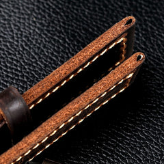 Bracelet de montre artisanal en cuir de vache italien tanné végétal, huilé