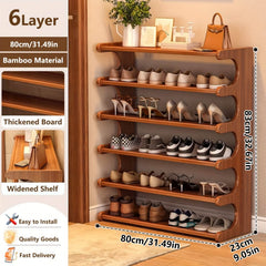 Bamboo Shoe Rack Organizer – 5 or 6 Tier, Space-Saving Storage