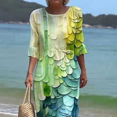 Vestido informal de vacaciones con estampado artístico floral