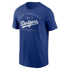 Blue mens Los Angeles Dodgers Nike t-shirt with athletic arch graphic