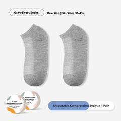 Chaussettes de compression de voyage-tube moyen-grises-polyester et coton-1 paire