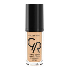 Golden Rose Cosmetics 2 in 1 Foundation Concealer - High Coverage, Oil-Free, SPF 15 Protection
