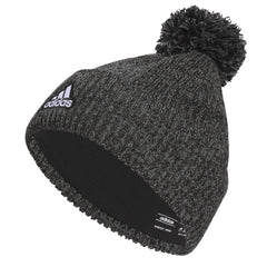 adidas Mens Recon Ballie Beanie Standard fit Cuffed Fleece-Lined Winter Knit hat/Cap with pom Black-Onix Grey/Black/White