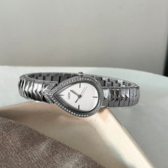 Exquisite Diamond Encrusted Snake Head Water Drop Design Womens Quartz Watch