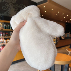 Guantes de felpa gruesa y cálida para mujer, con dedos de felpa, sencillos