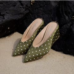 Elegant And Classic Polka-dot Wedge-pointed-toe Pumps