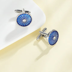 Round Line Blue Dripping Cufflinks Men's French Shirt Accessories