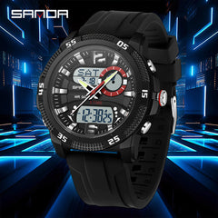 SANDA Mens Electronic Watch Youth Alarm Clock Luminous Sporty