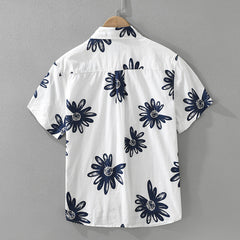 Chemise à manches courtes imprimée, tendance japonaise 8286