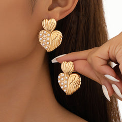 New Arrival Minimalist Women Earrings, Irregular Studs, Geometric Alloy Circle Pearl Drop Earrings