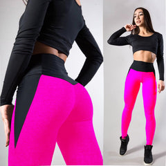 Leggings de yoga et de sport patchwork à couleurs contrastées