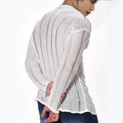 Pull ample à manches longues, polyvalent, pour homme