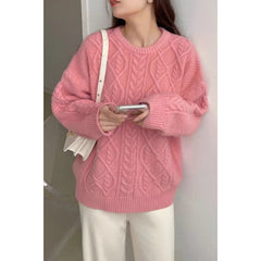 Pull épais à col rond, coupe décontractée et maille torsadée, qui met votre silhouette en valeur