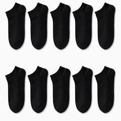 10-Pairs: Men's Solid Sport Low Cut Socks, Breathable Sweat-absorbing Comfy Soft Casual Simple Style Socks