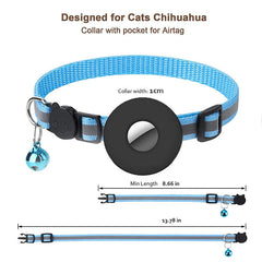 Collar para mascotas compatible con AirTag, con cascabel y reflectante, ajustable, antiextravío, para gatos y perros