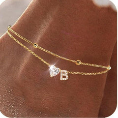 Womens Adjustable Delicate Versatile Double-layer Anklet Set