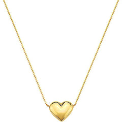 10K Gold Puffed Heart Necklace for Women Adjustable